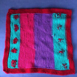 NWOT Vintage Hand-Knitted Made-in-Canada Colourful Baby Welcoming Mini Blanket